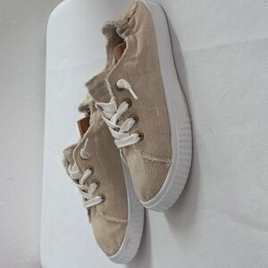 Tommy Bahama Corduroy Elastic Sneakers Biege Ladies 9.5 Good Condition